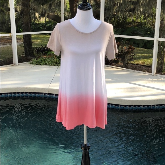 💗 LAST ONE MEDIUM Coral Dip Dyed Slub Knit Top. - Picture 3 of 6